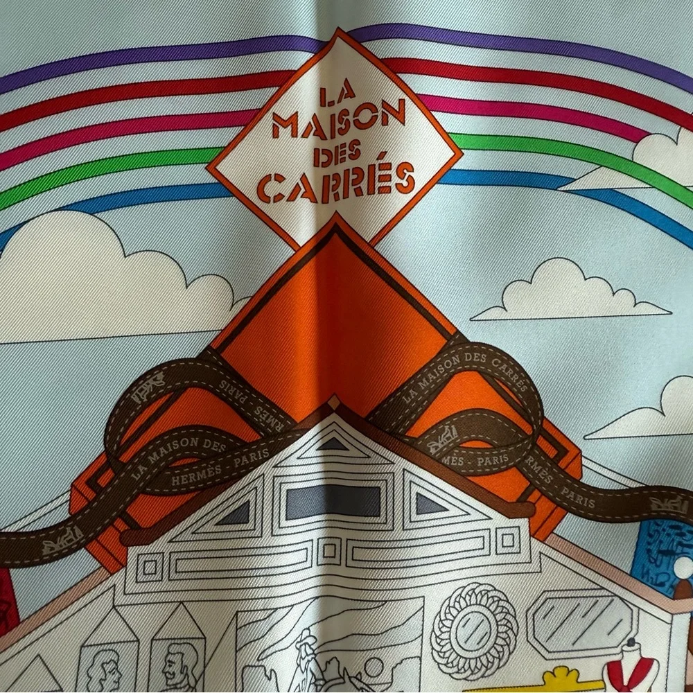 Hermès La Maison des Carrés Silk Scarf 90cm Pierre Marie Rare - Picture 8 of 12